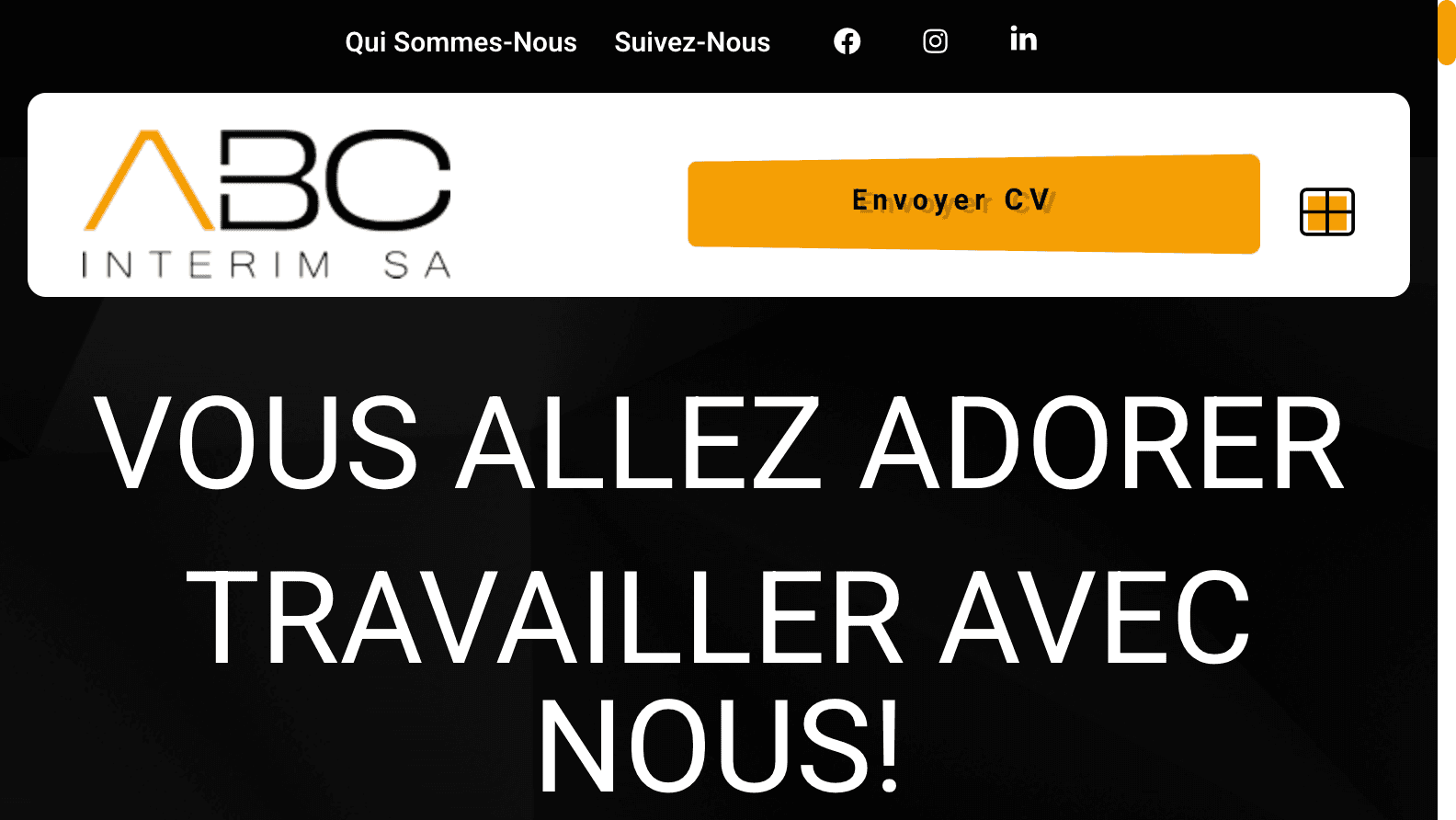 ABC Interim SA - Site internet créé par Fibroweb, agence web à Perpignan