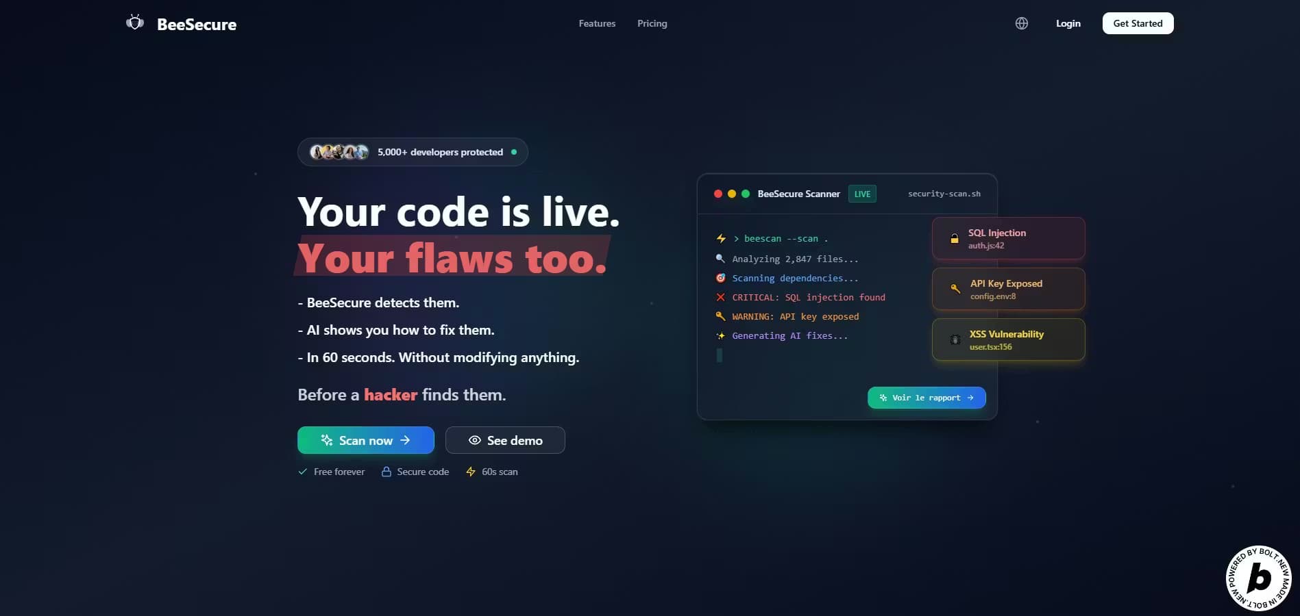 BeeSecure — Site internet créé par Fibroweb, agence web à Perpignan